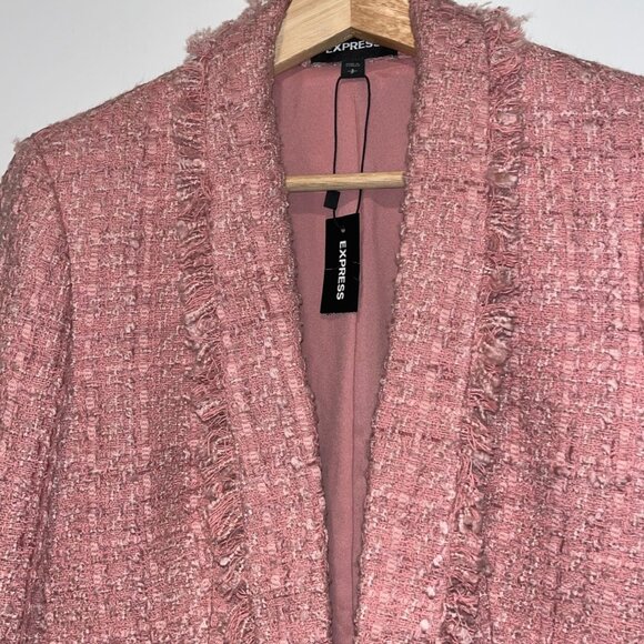 NWT Express Pink Tweed Blazer Jacket Size Small S Womens - Picture 3 of 10